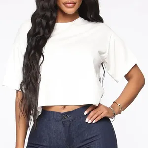 Latest Design Solid Blank Plain <b>Crop</b> <b>Top</b> Custom Women T Shirts / New Fashionable Ladies <b>Crop</b> <b>Top</b> Women's T Shirts for Sale - Product Image 4