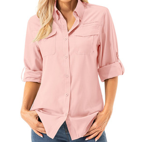 Chemise pour femme, chemise de travail boutonnée pour femme, chemisier style uniforme avec poches doubles et poignets, chemise pour femme - Product Image 2