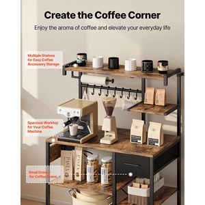 4.6ft Power Cable <b>Kitchen</b> Bakers Rack X-Shaped Support Bar 8 S-Shaped Hooks Power Outlet <b>Kitchen</b> Stand for Convenient <b>Storage</b> - Product Image 5