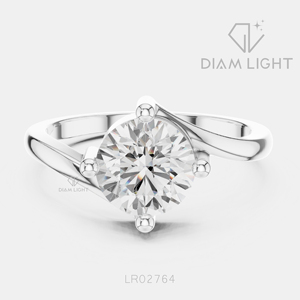 Bague de mariage en or blanc 14 carats avec diamant de laboratoire certifié IGI, taille ronde 1,23 carat, bijou raffiné, cadeau pour fiançailles, mariage ou anniversaire - Product Image 1