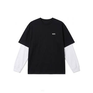Camiseta de manga larga a capas para hombre, de algodón, estilo oversize, streetwear, doble manga, informal, con logo personalizado, proveedor de ropa al por mayor - Product Image 4