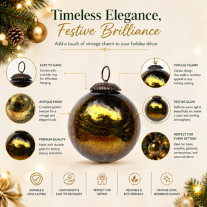 Boule de Noël suspendue en verre craquelé de qualité supérieure avec un design artistique multicolore et une finition élégante pour la décoration de la maison - Product Image 5