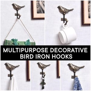 Patère murale décorative en fonte vintage de luxe en forme d'oiseau, porte-manteau rustique mural, porte-clés, porte-serviettes, porte-peignoirs et porte-chapeaux pour entrée - Product Image 5