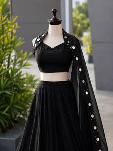 Lehenga Choli bleu royal avec dupatta brodée de miroirs, tenue de mariage indienne et pakistanaise pour femmes - Product Image 4