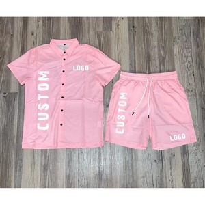 Ensembles d'été 2 pièces pour hommes, décontractés et respirants, style streetwear, avec short et t-shirt à manches courtes boutonné, survêtement universitaire - Product Image 6