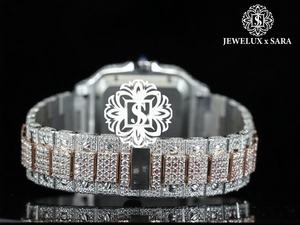 Reloj Hip Hop de Alta Calidad Chapado en Oro de 18K con Moissanita Tallada, Caja de Acero, Esfera con Día y Fecha, Totalmente Adornado con Piedras, Ideal para Fiestas - Product Image 4