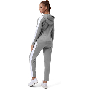 Ensemble de survêtement pour femme à col montant, en mélange polyester-coton, avec veste à bandes latérales pour la visibilité nocturne et pantalon de jogging - Product Image 3