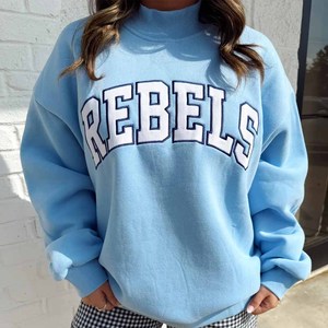 Rebels Manufacturer Cotton Fleece <b>Mock</b> <b>Neck</b> Sweatshirt Women Men Ladies Unisex Sorority Greek Polka Dot Gingham Patch - Product Image 4