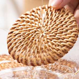 Assiettes en rotin naturel, style floral/classique, motif circulaire, accessoires de table faits à la main, écologiques, TUYET DUNG - Product Image 4