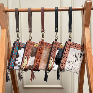 Mini bolso cruzado de piel de vaca de cuero mecanizado a mano para mujer, bolso móvil, bolso de mano de cuero genuino occidental de marca personalizada - Product Image 4