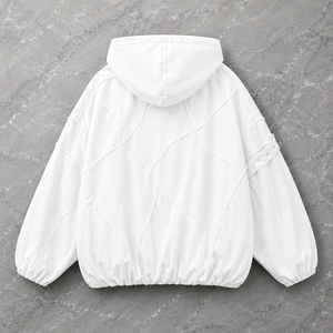 Sweat à capuche zippé personnalisé, coupe oversize, effet délavé, patchwork, imprimé léopard, impression numérique, en tissu polyester/coton, nouveau look tendance - Product Image 4