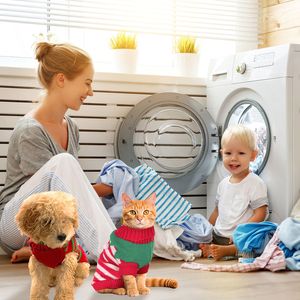 Maglione Invernale per Cani e Gatti di Piccola e Media Taglia, Abbigliamento Natalizio con Collo Alto e Motivo a Strisce con Pupazzo di Neve - Product Image 2