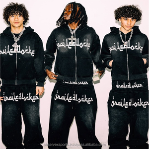 Ensemble de survêtement à capuche unisexe en coton 100% respirant à séchage rapide de haute qualité, logo personnalisé OEM, streetwear d'hiver - Product Image 3