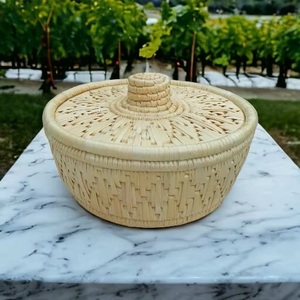 Panier rond en bambou avec couvercle, conteneur de rangement artisanal pour la cuisine, durable, écologique, pour herbes et épices - Product Image 4