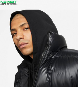 Ribbed Collar Flight Bomber Puffer <b>Jacket</b> Men No Hood Classic Casual Quilted Aviator <b>Jacket</b> Warm <b>Padded</b> Coat - Product Image 2