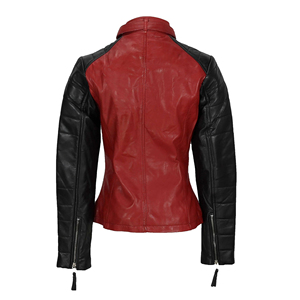 <b>Women</b> Real Leather Motorcycle <b>Jacket</b> Ladies Biker Slim Fit Black <b>Zip</b>-<b>Up</b> Customized Embroidery Logo Factory Wholesale - Product Image 4