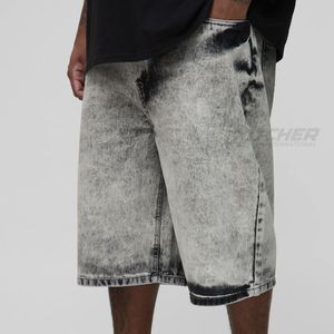 Pantalones Cortos Bermuda de Mezclilla Rasgada Gris Claro para Hombre, Cintura Media, Elásticos, Transpirables, Estilo Casual, de Algodón Tejido, para Verano, OEM - Product Image 3