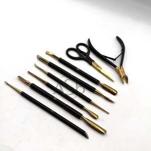 Private Logo Sustainable Stainless Steel Matte Gold Plated Professional Durable Portable Nail Tools Pusher Manicure Pedicure - Product Image 5