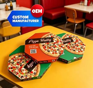 Cajas de Pizza de Cartón Impresas Personalizadas OEM ODM para Servicios de Alimentos, Cajas de Pizza Kraft al por Mayor con Impresión Personalizada - Product Image 1