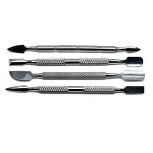 Dual-End Stainless Steel <b>Nail</b> Pusher Tool <b>Set</b> for Manicure with Textured Grip Handle - Product Image 4