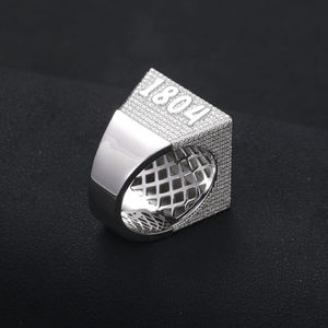 Pyramid <b>Cocktail</b> <b>Ring</b> Men's 925 Silver Rhodium Plated Micro Pave Crystal Rhinestone Hip Hop Everyday Wear - Product Image 2