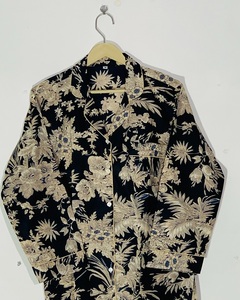 Pyjama 100 % coton biologique 2026, motif bleu, imprimé à la main, ensemble de pyjama pour femmes, prix de gros - Product Image 6