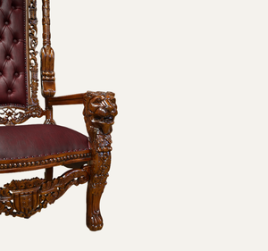Chaise Trône de Luxe en Bois de Mahagoni Massif, Sculptée à la Main, Classique et Durable, Meuble d'Hôtel pour Salon et Appartement - Product Image 4