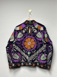 Hand Embroidery Suzani Woven Velvet <b>Bomber</b> <b>Jacket</b> Boho Regular <b>Vintage</b> Style Floral Breathable Colorful Unique Embroidery - Product Image 5