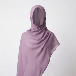 Hiyab de poliéster de color sólido para mujer, tela jersey, agradable al tacto, para uso diario, pañuelo étnico de Oriente Medio. - Product Image 1