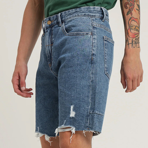 Shorts de Mezclilla Personalizados para Hombre, Estilo Urbano, Corte Holgado, Tejido Grueso, Lavado Vintage y Diseño Multigráfico - Product Image 6