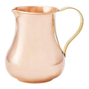 Carafe à eau traditionnelle en cuivre martelé avec poignée en laiton design et bec verseur large - Product Image 4