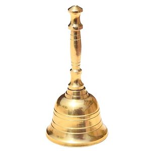 Campana de Mano Tradicional de Latón con Mango Largo y Anillo de Metal Pulido para Altar de Iglesia y Meditación - Product Image 4