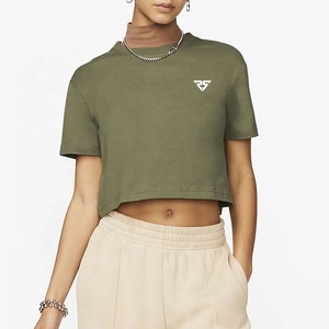 New Design Custom <b>Y2K</b> Crop Stripe Short Sleeves Fitted Knitted Organic Cotton Women Crop <b>Top</b> t-shirts - Product Image 4