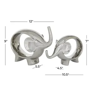 Gold Plated <b>Elephant</b> Figurine Set 2Pcs Modern Artistic Tabletop <b>Decor</b> for Living Room Housewarming Gift - Product Image 3