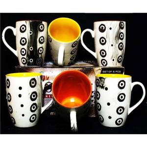 Juego de Tazas de Leche de Cerámica con Diseño Clásico de Espirales, Hecho en India - Product Image 3