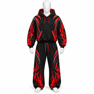 Custom Logo Winter Zip Up Men Tracksuits 100% Cotton Breathable Two Piece Hoodie & <b>Sweatpants</b> <b>Set</b> Men's Tracksuit - Product Image 6