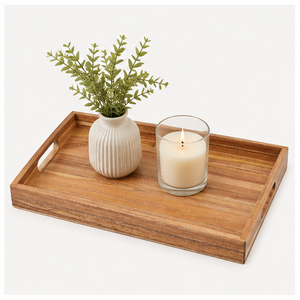 Wholesale Eco-Friendly Rectangular Wood Serving <b>Tray</b> With Cutout Handles Handcrafted Decorative Wooden Platter For <b>Breakfast</b> - Product Image 6