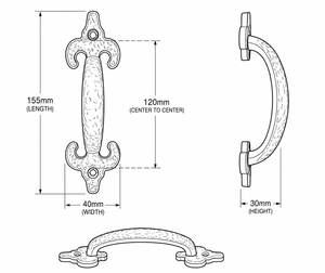 Modern Hammered <b>Pull</b> <b>Handle</b> Cast Iron <b>Door</b> & Cabinet <b>Handle</b> for Bathroom and Kitchen with Touch Control - Product Image 3