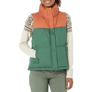 Hot Selling Women's Winter Vest Casual Streetwear Quilted Warm Puffer Vest Color Block Gilets