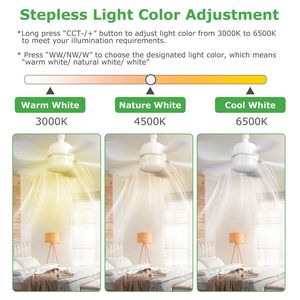 Ventilatore da soffitto a LED dimmerabile da 12 W con luci e controllo della temperatura del colore - 3 velocità del ventilatore - Product Image 2