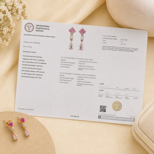 Boucles d'oreilles en or massif 14 carats, diamant de laboratoire certifié IGI, tourmaline rose et saphir Padparadscha, pour femme, bijoux sur mesure - Product Image 6