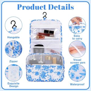 Pengxiaomei Women's Waterproof Hanging Cosmetic Bag Portable <b>Makeup</b> Pouch with Multifunction Handle <b>for</b> Travel Toiletry <b>Storage</b> - Product Image 3