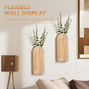 Set di 2 Vasi da Parete in Legno di Pino per Arredamento Rustico - Fioriere Sospese per Interni, Camera da Letto, Soggiorno, Bagno e Ufficio - Product Image 1