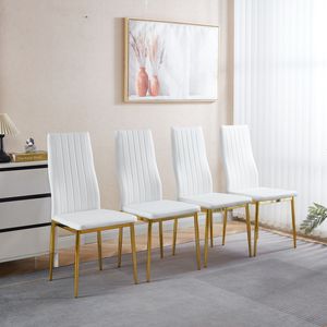 Ensemble de 4 chaises de salle à manger avec pieds dorés et assise blanche - Product Image 1