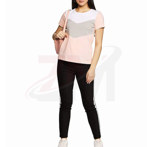 เสื้อยืดคอกลมแขนสั้นผู้หญิง ทรงปกติ ผ้าถักโพลีเอสเตอร์ สีตัดต่อ สไตล์ลำลอง สำหรับฤดูใบไม้ผลิและฤดูร้อน - Product Image 5