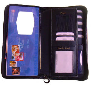 Bolsa de viaje de cuero RFID multifunción, billetera corta, organizador de documentos con cierre de cremallera para soporte de boleto de pasaporte - Product Image 3