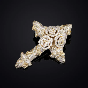 Colgante de Cruz de Diamantes Evanex con Diseño de Rosa de Moissanita, Plata 925 con Baño de Rodio, Estilo Hiphop, Amuleto Religioso, Joyería Unisex para Regalo - Product Image 6