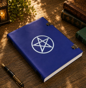 Diario de Cuero Azul Hecho a Mano con Pentagrama |   Libro de Sombras, Grimorio, Cuaderno Pagano (200 Páginas) - Product Image 2