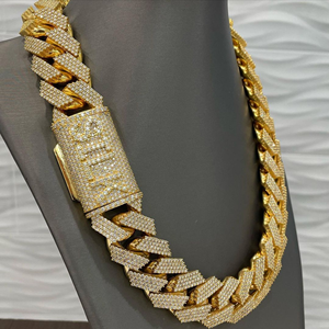 Thick Hip Hop Cuban Link Chain Moissanite 925 Sterling <b>Solid</b> <b>Silver</b> Custom Letter Iced Clasp Moissanite Cuban Chain - Product Image 3