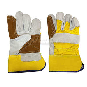 Leather Work <b>Gloves</b> Yellow Brown Straight Cuff General Purpose Industrial Abrasion Resistant Anti Slip Safety <b>Gloves</b> Wholesale - Product Image 1